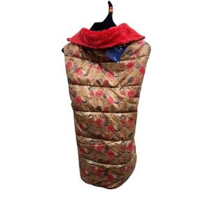 YOULY Size XXL/XXXL (22"- 27") Floral Reversible Cozy Puffer Vest Dog Jacket NWT